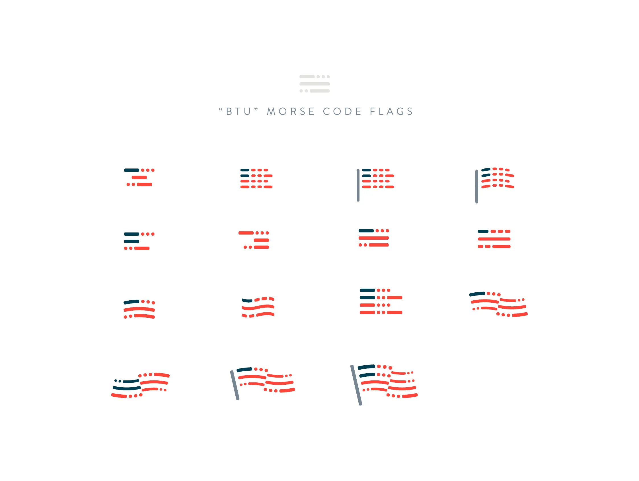 Round two: the Morse flags that spell B, T and U, in color and in navy
